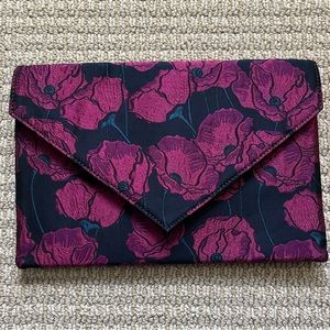Monserat De Lucca Black and Pink Floral Clutch